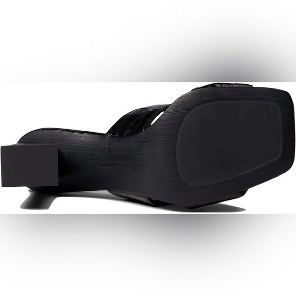 Freda Salvador Adria Black Croc-Embossed Women's Heeled Sandals - Picture 6 of 12